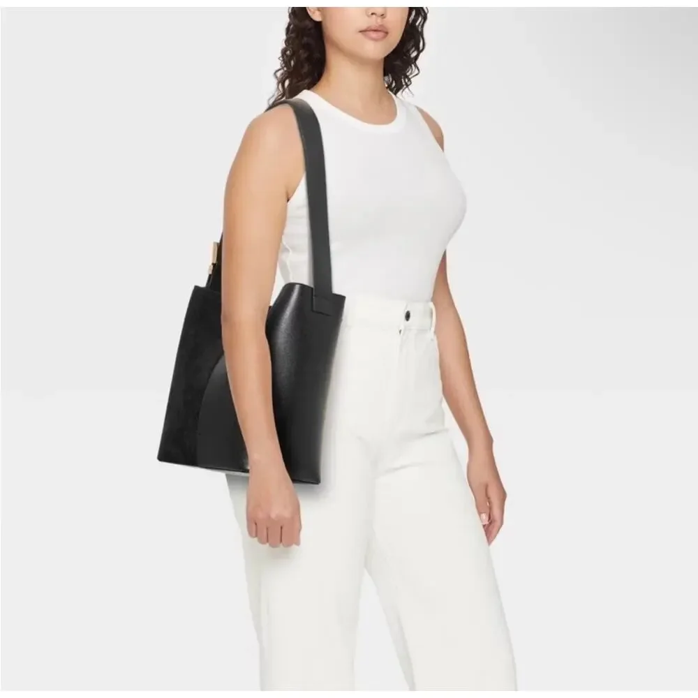 A NEW DAY | BLACK VEGAN LEATHER AND SUEDE PURSE